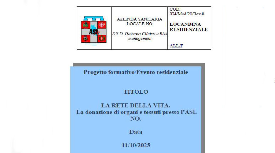 Clicca per accedere all'articolo LA RETE DELLA VITA - La donazione di organi e tessuti presso l’ASL NO