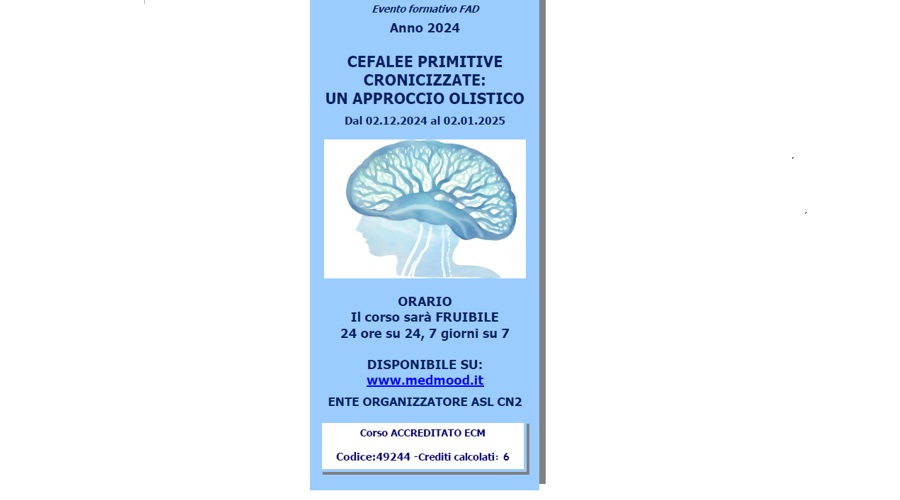 Clicca per accedere all'articolo Cefalee Primitive Cronicizzate: un approccio olistico